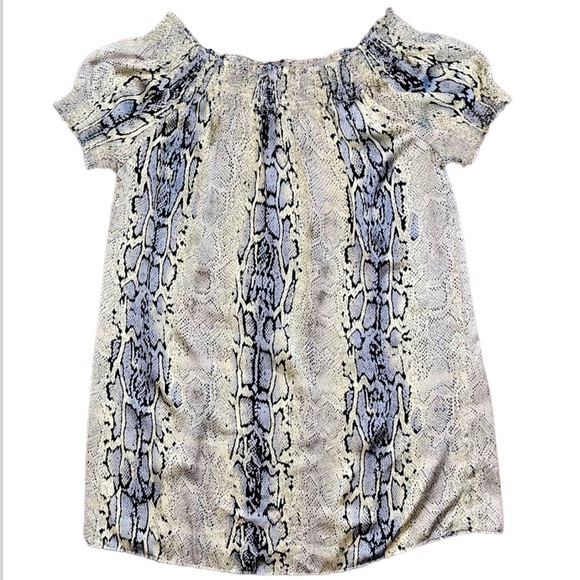 Vertigo Off Shoulder Snake Animal Print Lightweight M Dress or top, cap Sleeves - Picture 1 of 5